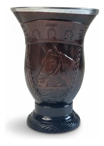 Cuia Chimarrão Porongo Cavalo Crioulo Artesanal Gaúcha Marrom Personalizado